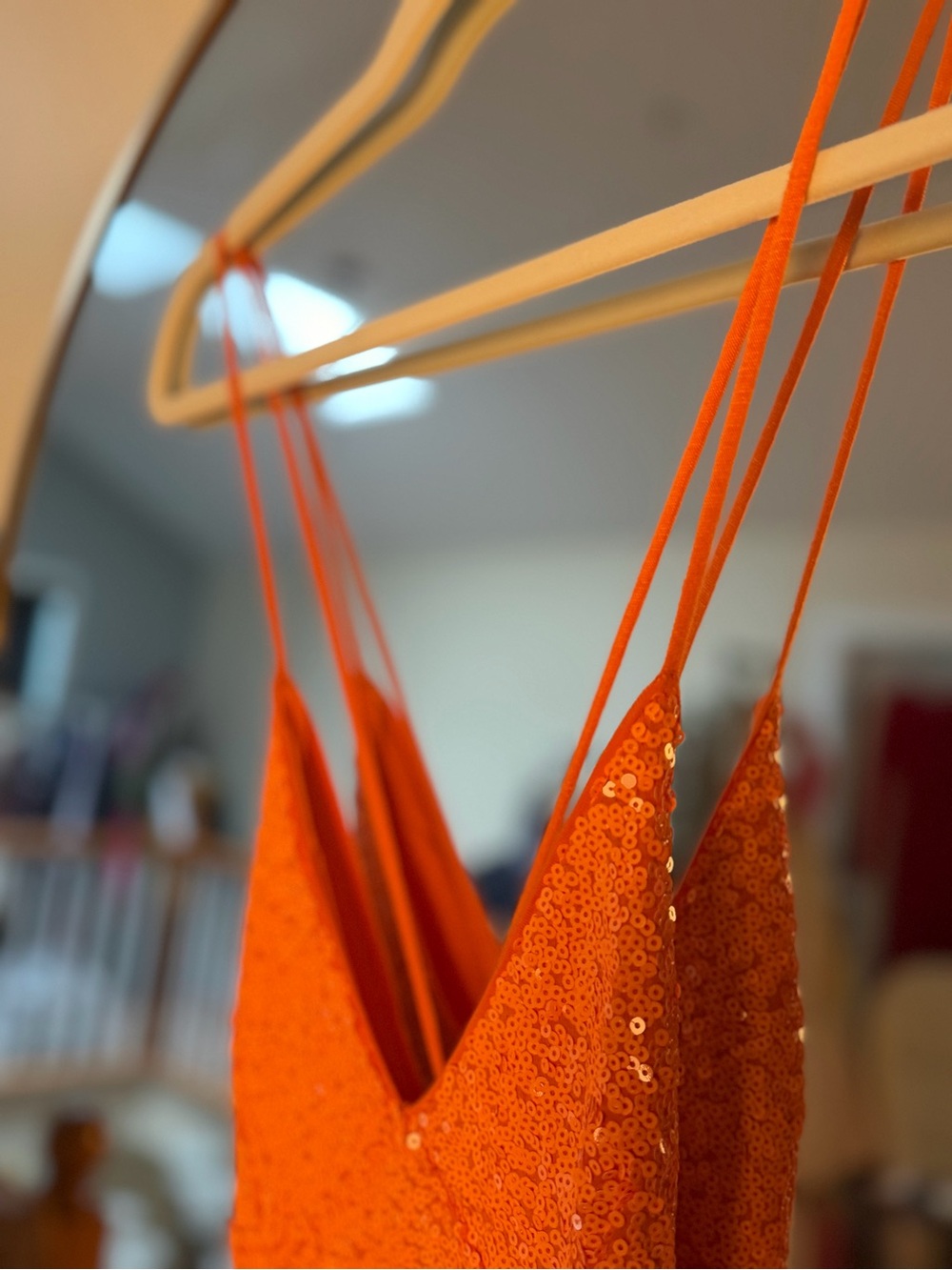 Norma Kamali Sequin Low Back Slip Mermaid Fishtail Gown Neon Orange ~ NWT S/XS - Picture 10 of 13
